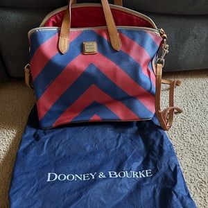 Dooney & Bourke Red and Blue canvas pocketbook with duster bag